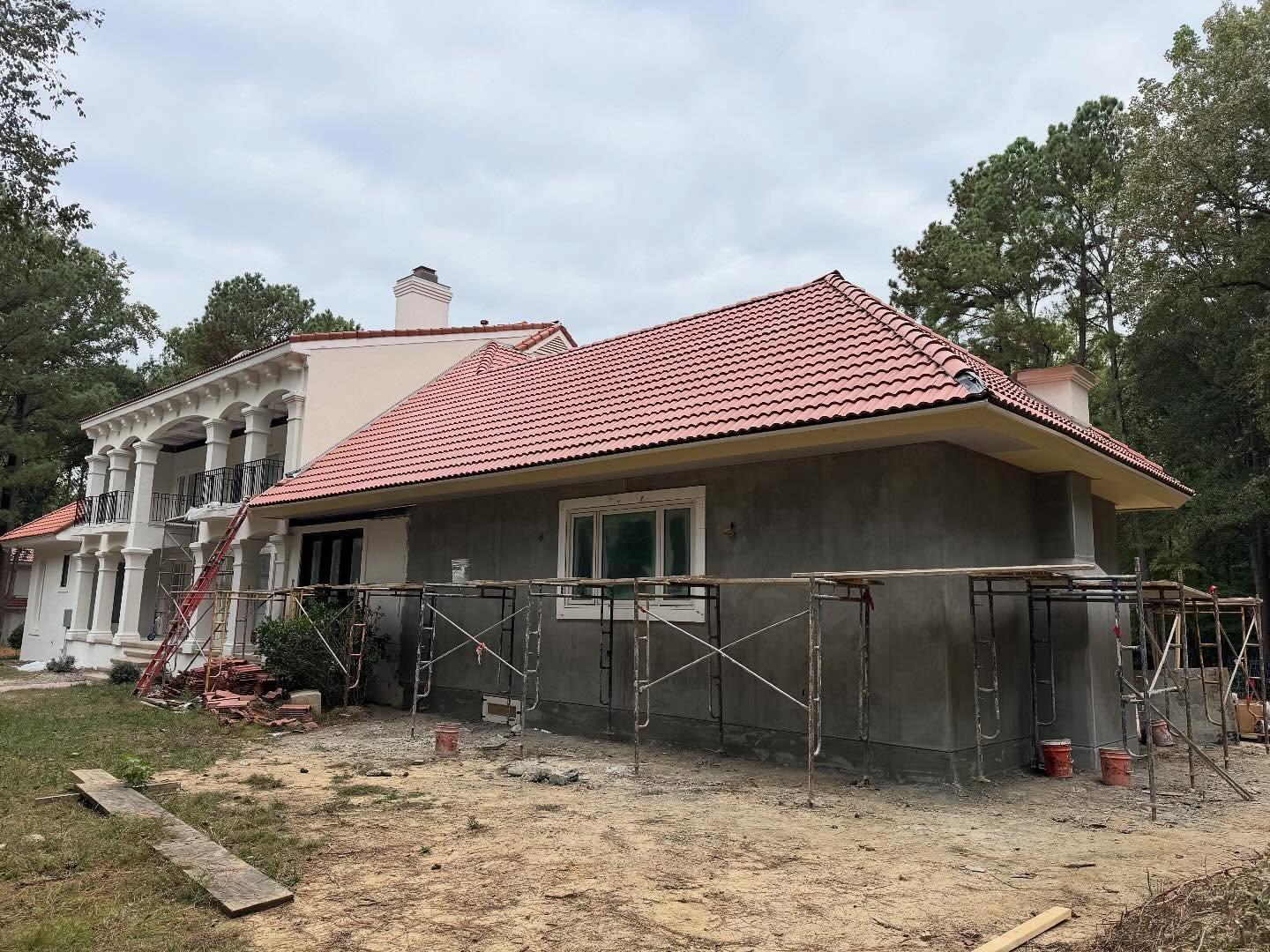 Completed tile roof on large residential home